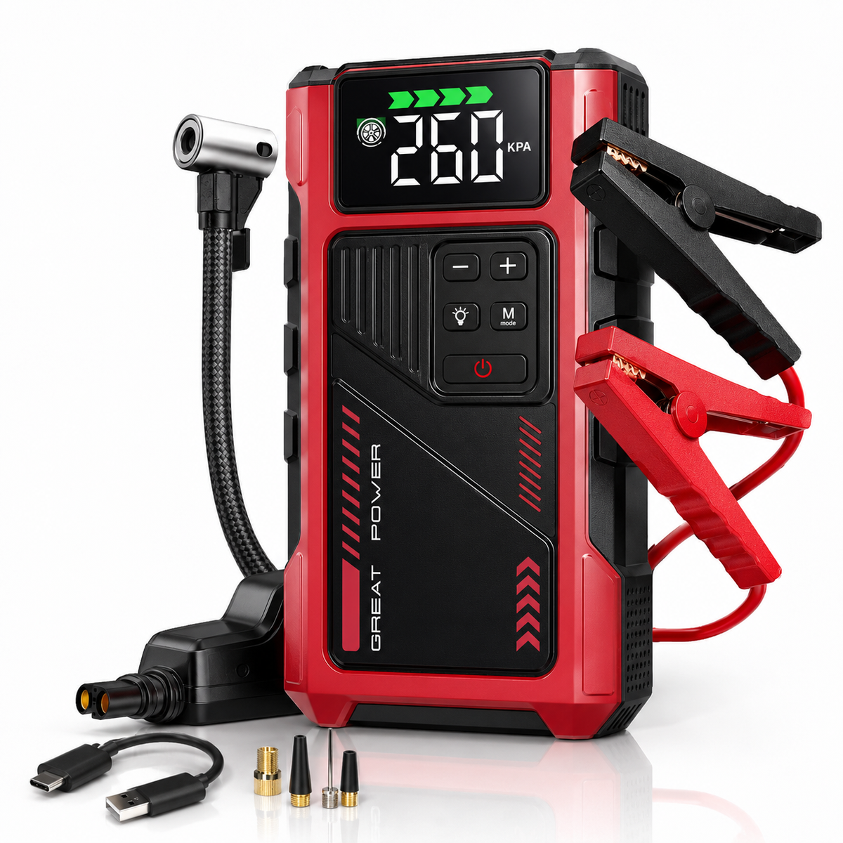 9-in-1 Portable Jump Starter with Air Compressor