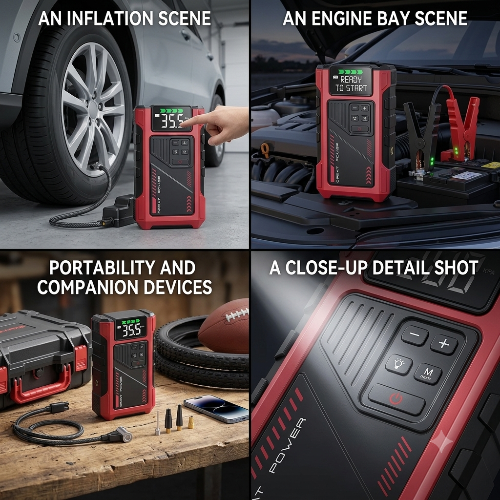 9-in-1 Portable Jump Starter with Air Compressor